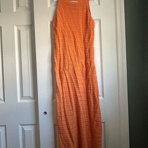 Orange Sleeveless Halter Maxi Dress